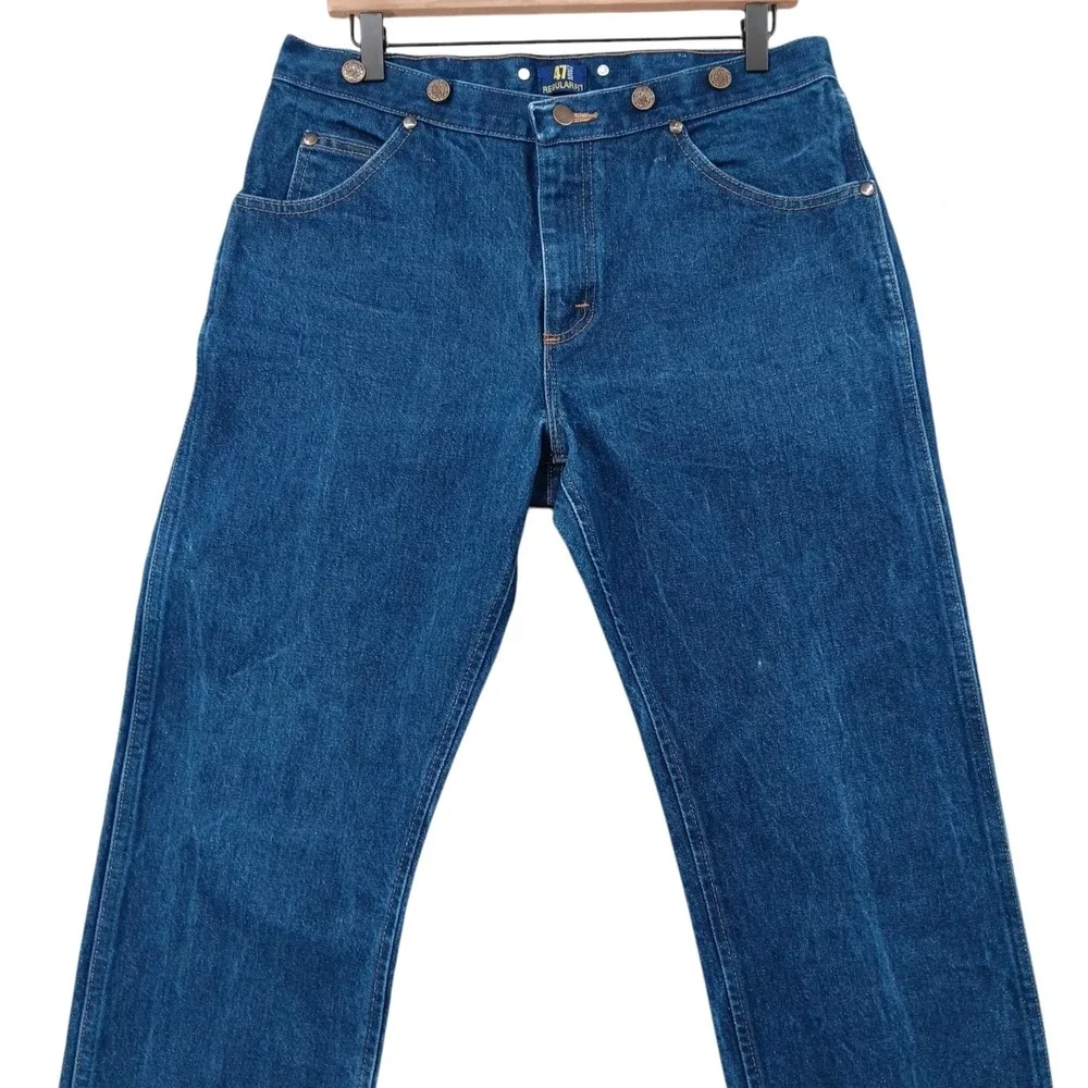 Wrangler 47MWZ Jeans Mens 32x28 (Tag 34x30) Blue Regular Fit Suspender Buttons